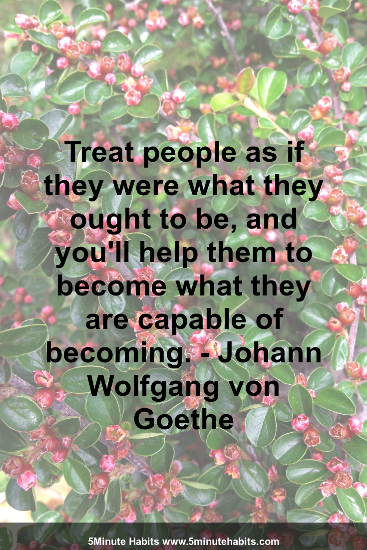 Treat people as if they were what they ought to be, and you'll help them to become what they are capable of becoming. - Johann Wolfgang von Goethe